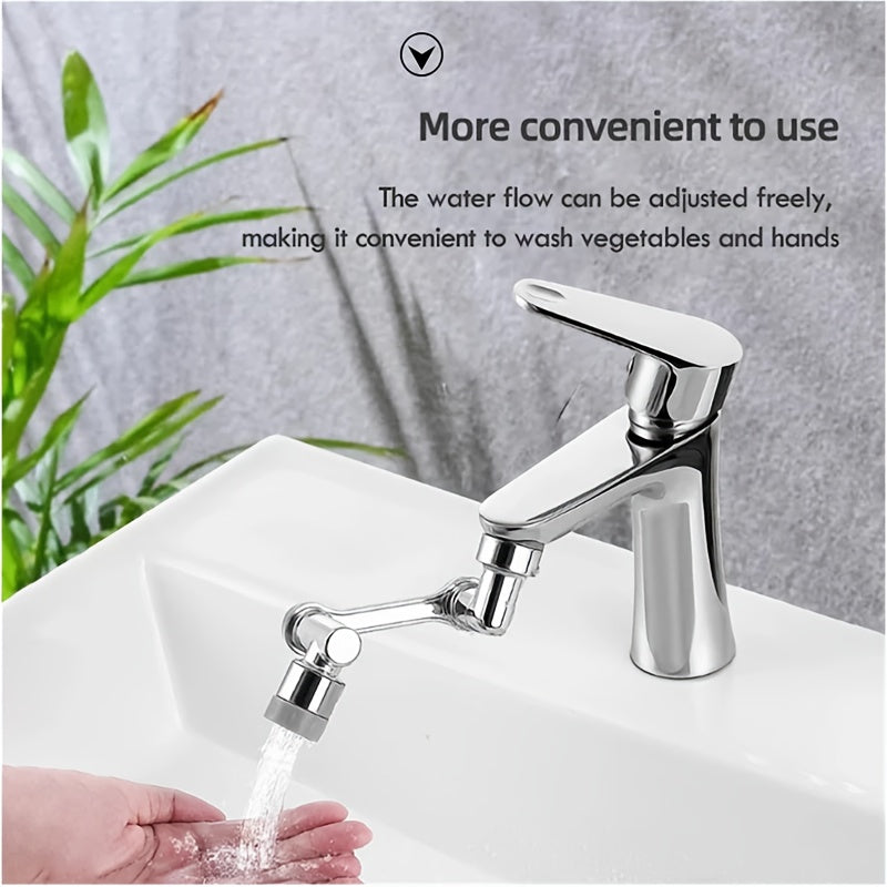 1pc Adjustable Faucet Aerator with 2 Spray Modes - Easy Install Rotating Multi-Function Extension for Kitchen & Bathroom Sinks, Chrome Finish, Plastic Material, No Power Required, Adjustable Water Flow | Rotating Faucet Exten