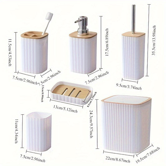 6pcs Black Bathroom Supplies Gold-plated Set Toilet Set, The Set Includes Trash Can, Toilet Brush, Soap Dispenser, Toothbrush Cup, Mouthwash Cup, Soap Box