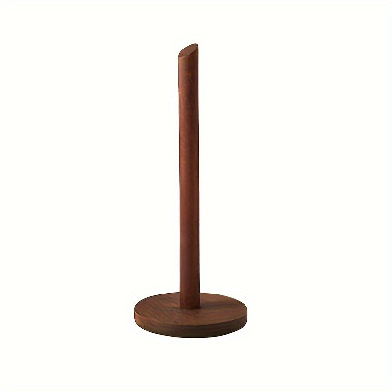 1pc Elegant Solid Wood Paper Towel Holder - No-Drill, Freestanding Design for Kitchen & Bathroom, Natural Wood Finish, Ideal for Roll Paper Storage