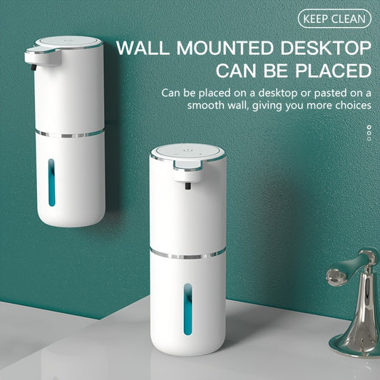 1pc USB Rechargeable Automatic Foam Soap Dispenser, 380ml Wall Mount Hand Machine, Phthalate-Free Plastic, Touchless Operation, 500mAh Lithium Battery, for Kitchen and Bathroom