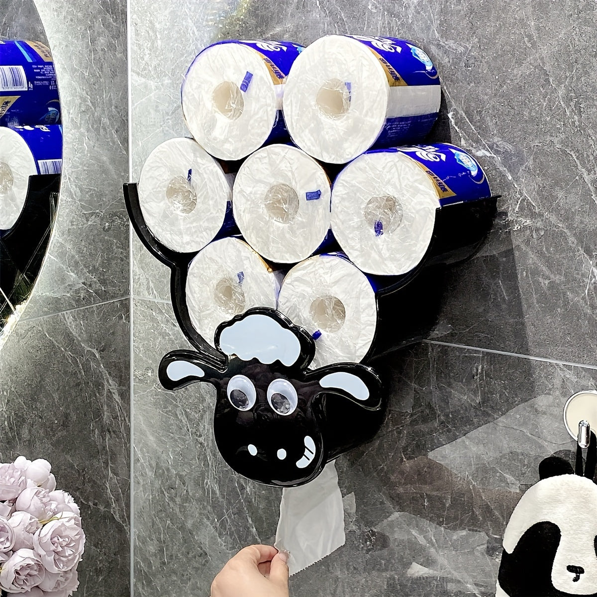 1Pc Animal-Shaped Wall-Mounted Plastic Tissue Holder, Multifunctional Toilet Paper Roll Storage Rack for Bathroom And Living Room Halloween, Christmas Decorations