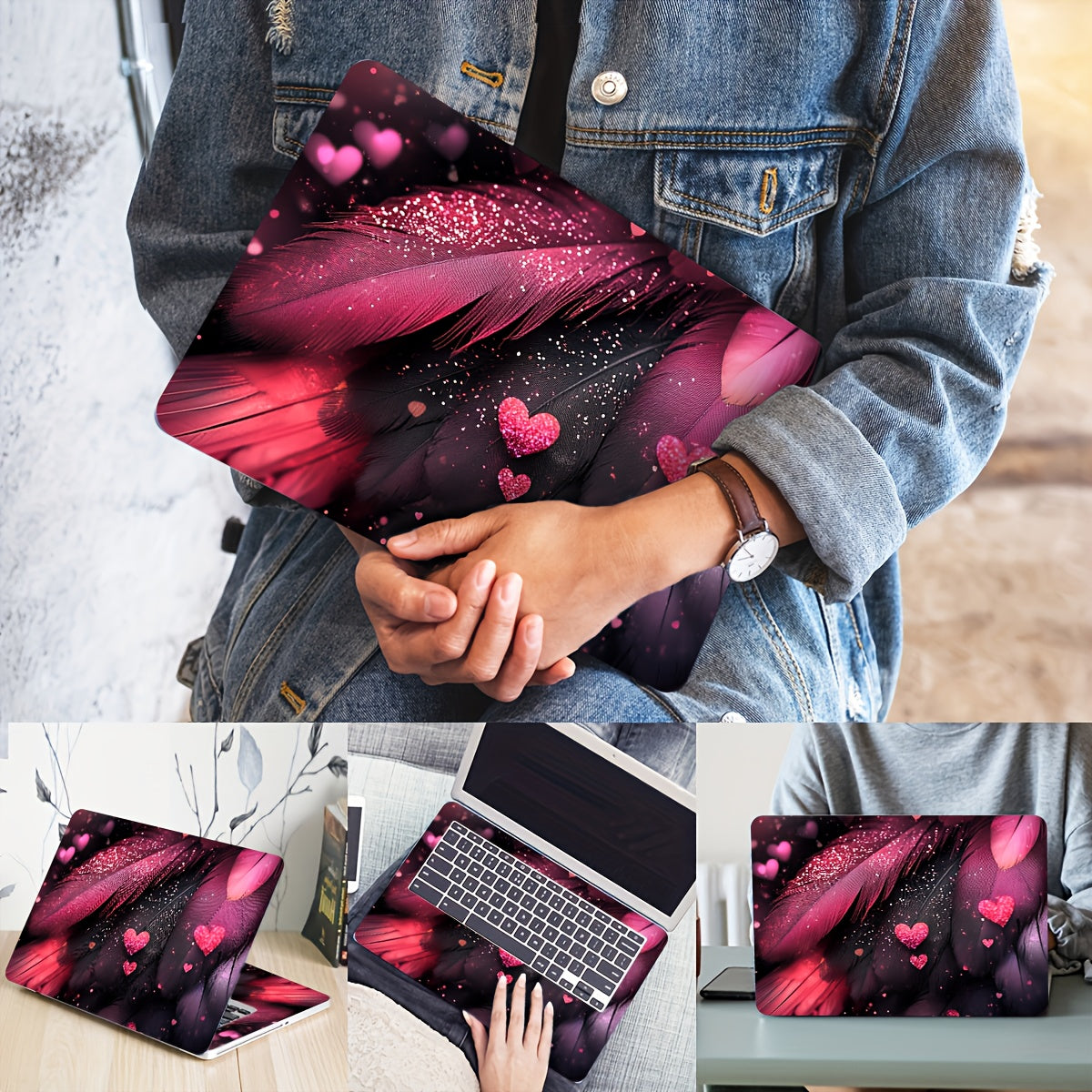 Vinyl Laptop Shell Love Feather Stickers, 2pcs/Set,