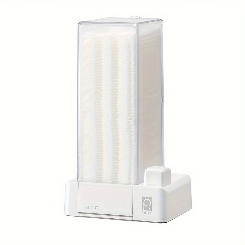 RYELEA 5X6Cm Makeup Remover Pad Organizer Press-To-Dispense Pad Storage Box Dispenser– Waterproof Bathroom Organizer for Vanity And Countertop