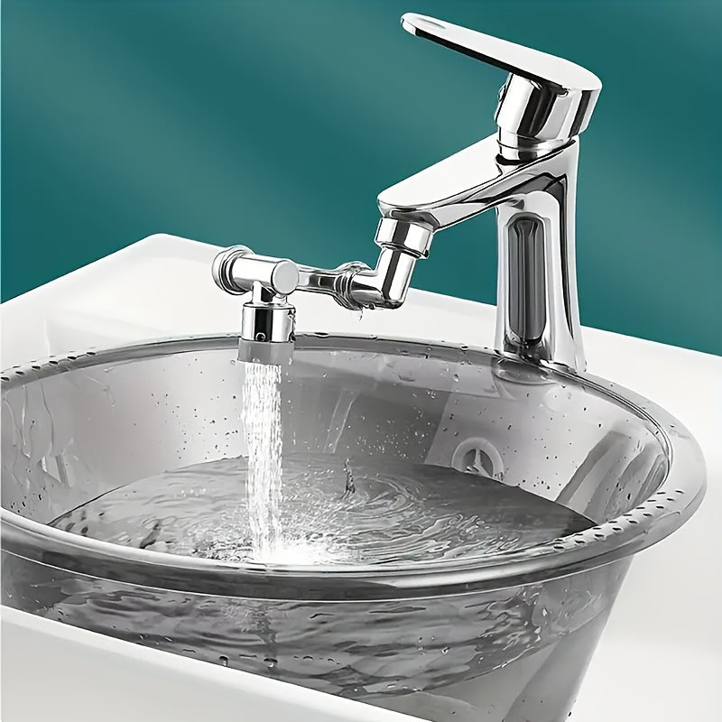 1pc Adjustable Faucet Aerator with 2 Spray Modes - Easy Install Rotating Multi-Function Extension for Kitchen & Bathroom Sinks, Chrome Finish, Plastic Material, No Power Required, Adjustable Water Flow | Rotating Faucet Exten