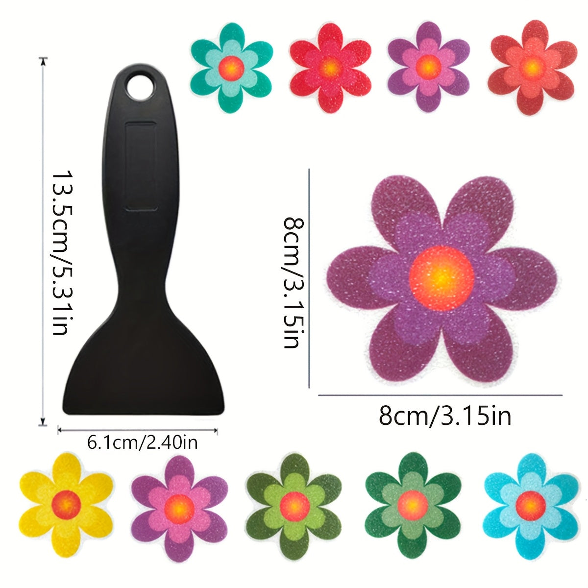 10pcs Home Bathroom Flower Shape Anti-Slip Stickers Color Bathtub Anti-Slip Stickers Self-Adhesive Anti-Slip Pads 8.0cm
