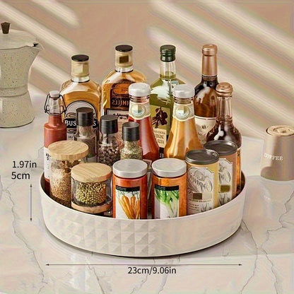 Plateau tournant à 360° - Organisateur de rangement multifonctionnel en plastique pour salle de bain, cuisine et coiffeuse