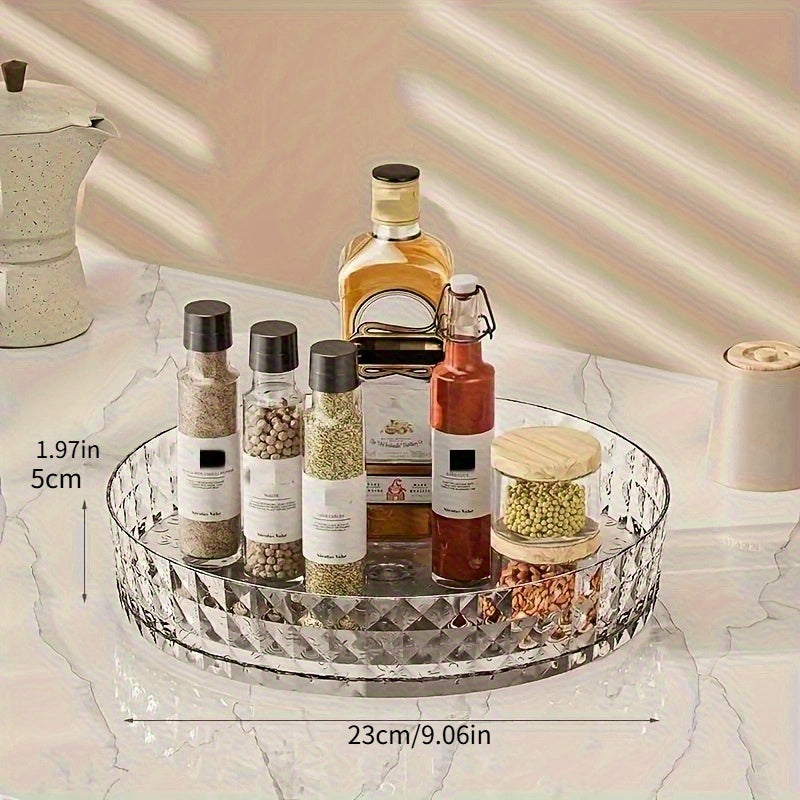 Plateau tournant à 360° - Organisateur de rangement multifonctionnel en plastique pour salle de bain, cuisine et coiffeuse