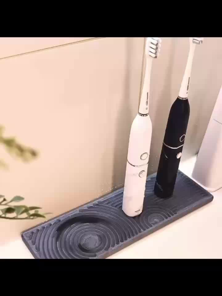 Fast-Dry Diatomaceous Earth Vanity Tray - Absorbent, Non-Slip Countertop Organizer for Bathroom & Kitchen Sink, Multi-Purpose Storage with Unique Stripe Design