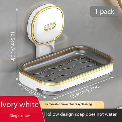 1pc Wall Mounted Soap Holder, Double Layer Drainage Soap Rack, Household Toilet Bathroom Soap Tray, Simple Soap Storage Rack for Home Bathroom, Bathroom Accessories