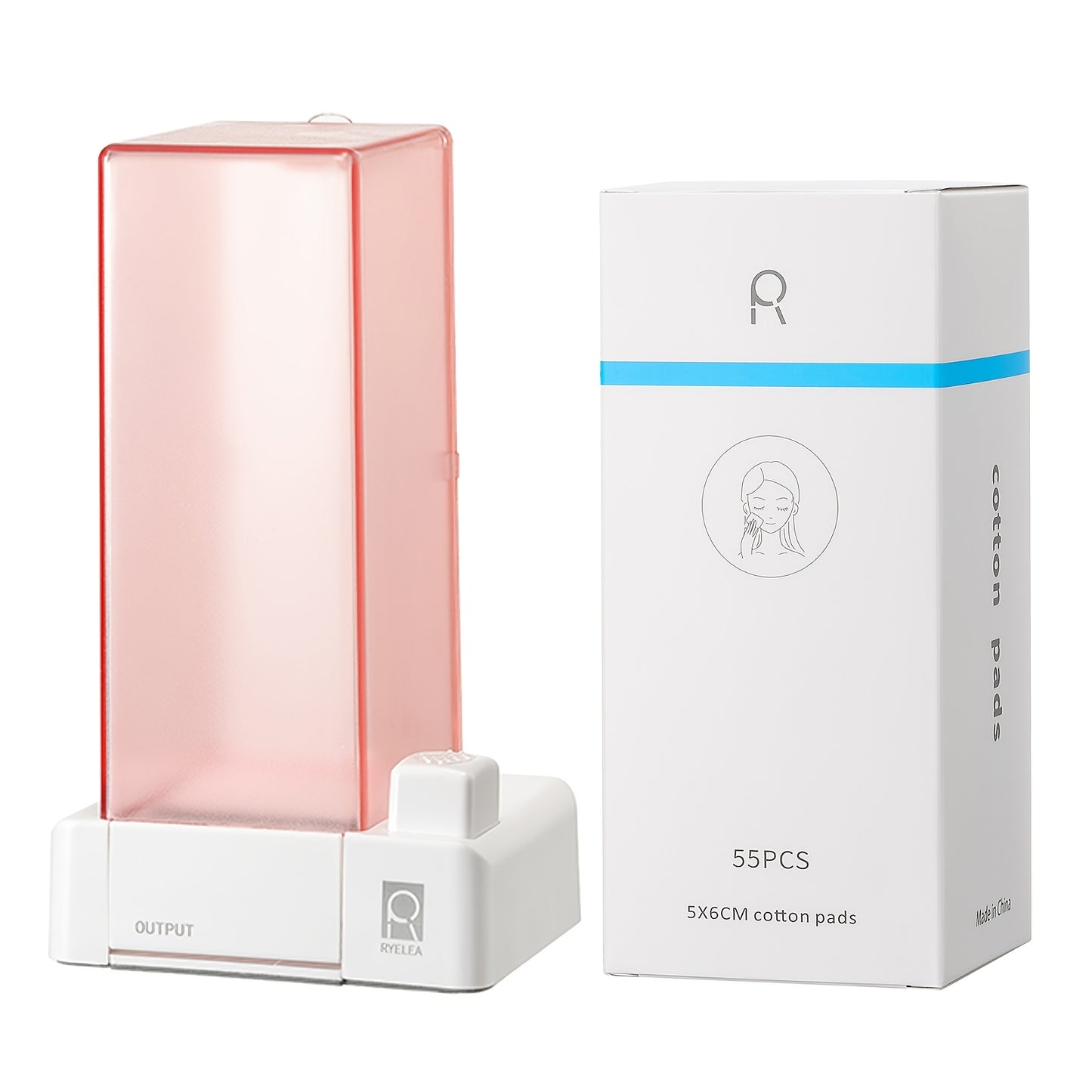 RYELEA 5X6Cm Makeup Remover Pad Organizer Press-To-Dispense Pad Storage Box Dispenser– Waterproof Bathroom Organizer for Vanity And Countertop