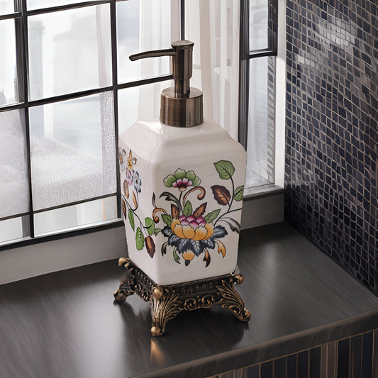 Vintage Blue Peacock Ceramic Soap Dispenser - PVC-Free, Freestanding for Bathroom & Kitchen Decor, Easy Press Pump, Christmas/Halloween Gift Decoration