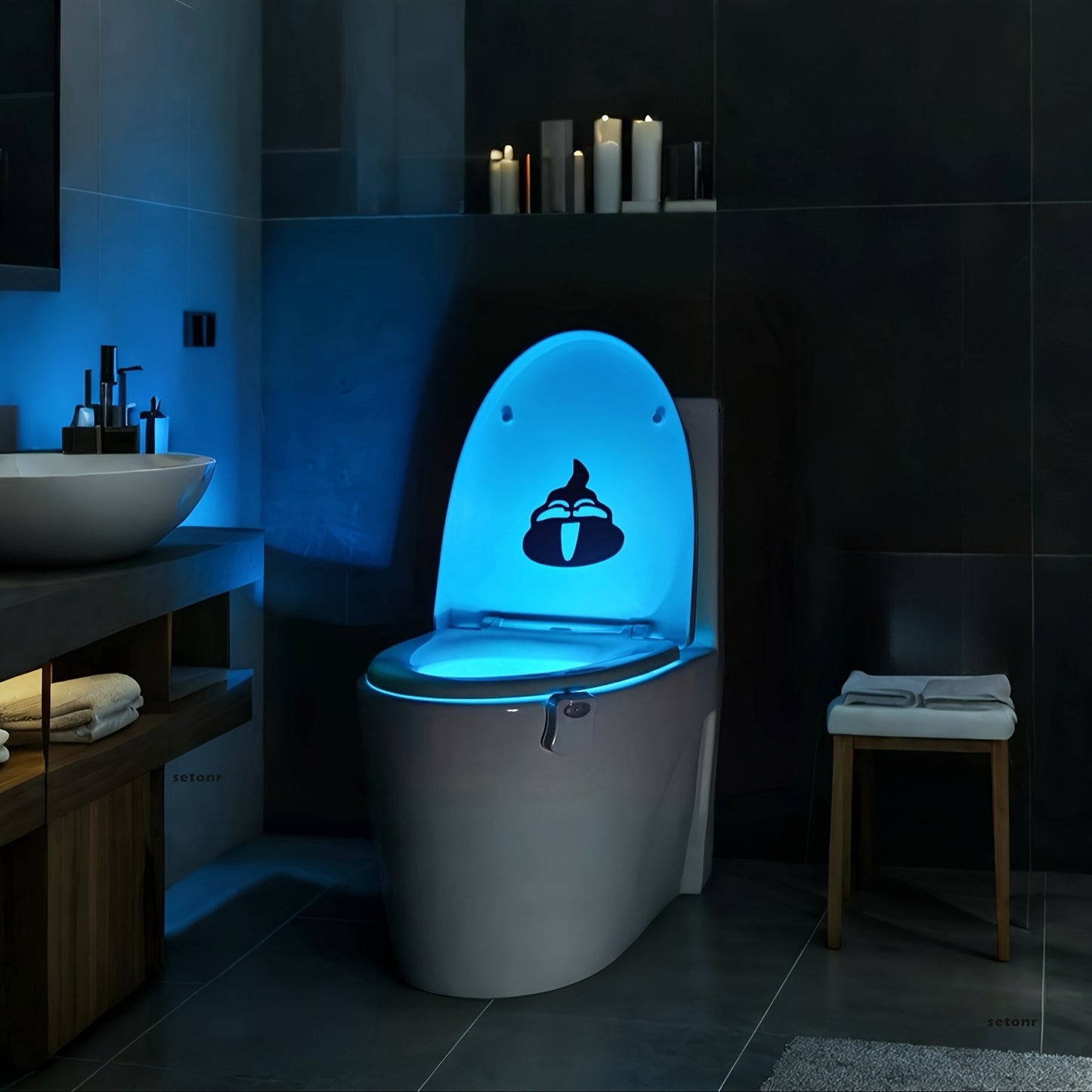 Setonr 1pc 16 Colors Human Motion Sensor Toilet Light Inside Toilet Bowl Bathroom LED Night Light for Toilet Bowl Christmas Gift