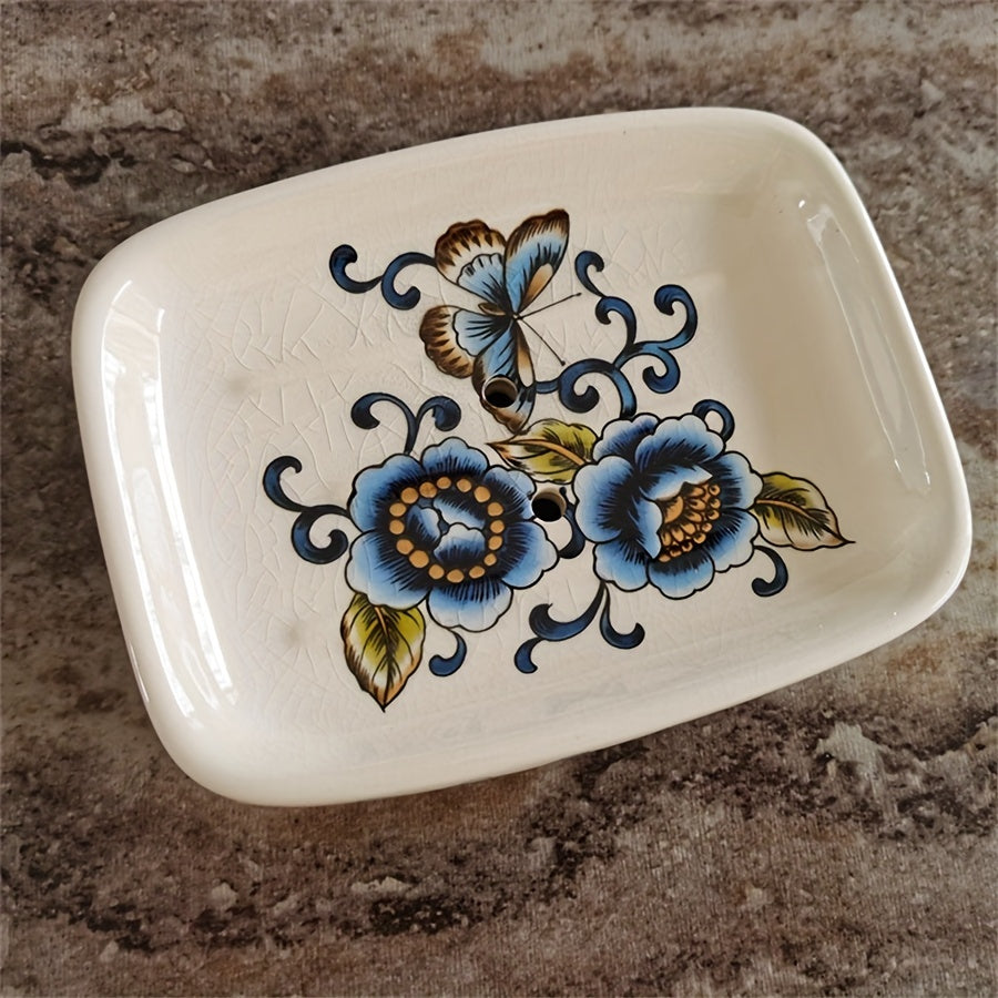 Elegant Ceramic Soap Dish with Drainage - Large, European-Style Bathroom Accessory for Home and Hotel Use