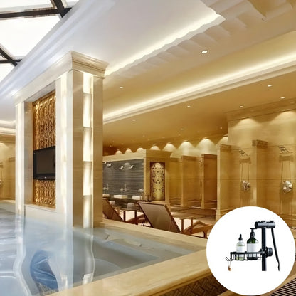 Versatile Aluminum Shower Caddy - Space-Saving Bathroom Organizer with Hooks for Soap, Toiletries & More