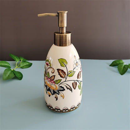 1pc Elegant Ceramic Soap Dispenser with Decorative Designs - Refillable Countertop Lotion & Dish Soap Pump, PVC-Free, Ideal for Kitchen and Bathroom Decor, Christmas/Halloween Gift Decoration