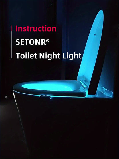 Setonr 1pc 16 Colors Human Motion Sensor Toilet Light Inside Toilet Bowl Bathroom LED Night Light for Toilet Bowl Christmas Gift