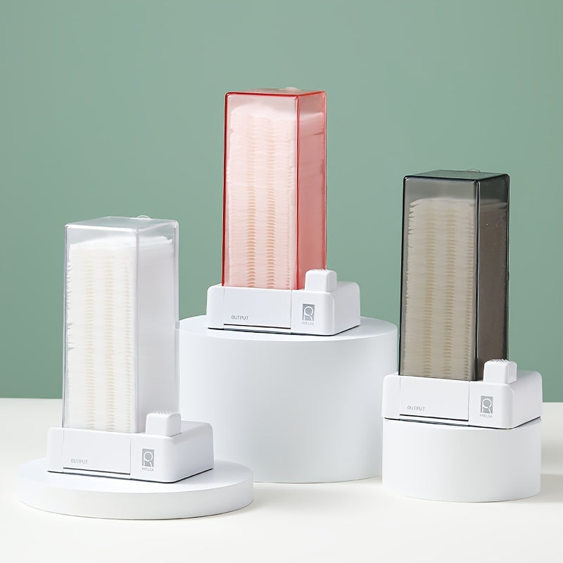 RYELEA 5X6Cm Makeup Remover Pad Organizer Press-To-Dispense Pad Storage Box Dispenser– Waterproof Bathroom Organizer for Vanity And Countertop