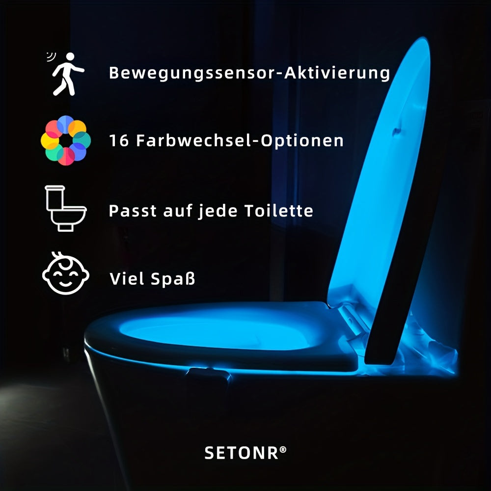 Setonr 1pc 16 Colors Human Motion Sensor Toilet Light Inside Toilet Bowl Bathroom LED Night Light for Toilet Bowl Christmas Gift