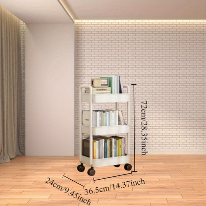 Multi-Layer Storage Organizer Cart - Durable Plastic, Easy to Move, Ideal for Kitchen, Bathroom, Bedroom - White
