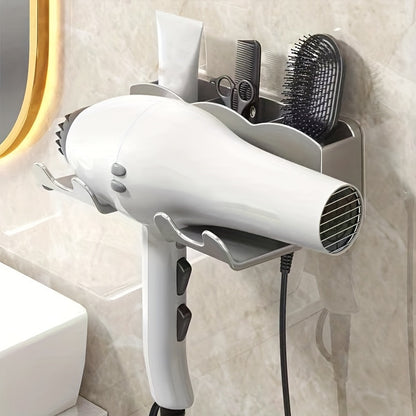 1pc wall mounted hair dryer stand, bathroom organizer stand, hands-free hair dryer stand, suitable for small to large dryers, space saving storage accessories