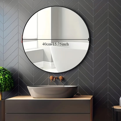 Chic Round Wall-Mounted Mirror With Stainless Steel Frame - Moisture-Resistant, Chrome Finish Vanity Mirror For Bathroom & Bedroom Decor