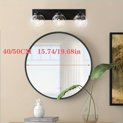 Chic Round Wall-Mounted Mirror With Stainless Steel Frame - Moisture-Resistant, Chrome Finish Vanity Mirror For Bathroom & Bedroom Decor