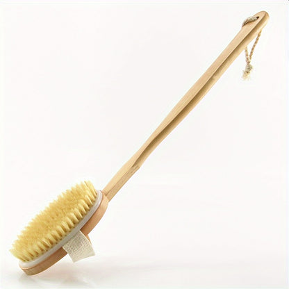 Wooden Bath Brush with Soft Bristles, Long Handle, Detachable for Easy Cleaning, Ideal for Back Scrubbing & Massage, No Electricity Needed, Bathroom Essentials