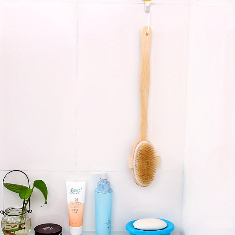Wooden Bath Brush with Soft Bristles, Long Handle, Detachable for Easy Cleaning, Ideal for Back Scrubbing & Massage, No Electricity Needed, Bathroom Essentials