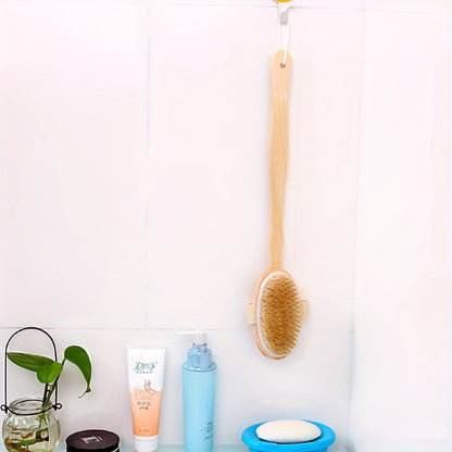 Wooden Bath Brush with Soft Bristles, Long Handle, Detachable for Easy Cleaning, Ideal for Back Scrubbing & Massage, No Electricity Needed, Bathroom Essentials