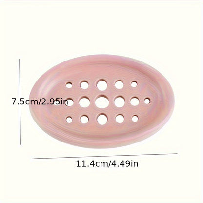 1pc Modern Silicone Soap Dish with Self-Draining System, Non-Slip Base & Rounded Edges - Pastel Colors (Pink, Mint Green, Beige, White, Light Blue) - Durable Bathroom Organizer, Space-Saving Soap Tray for Shower or Bathtub, E