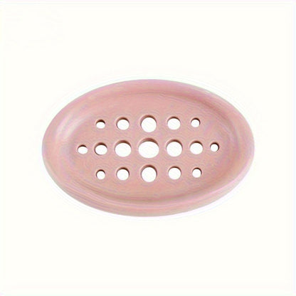 1pc Modern Silicone Soap Dish with Self-Draining System, Non-Slip Base & Rounded Edges - Pastel Colors (Pink, Mint Green, Beige, White, Light Blue) - Durable Bathroom Organizer, Space-Saving Soap Tray for Shower or Bathtub, E