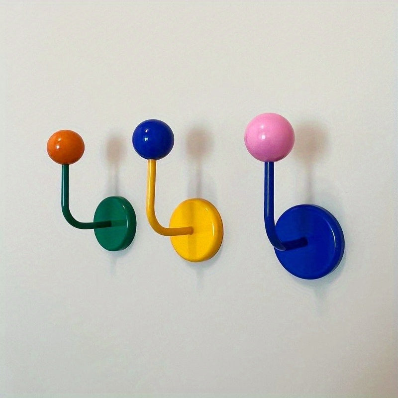 Colorful Magnetic Suction Hooks, Industrial Iron Door Hangers, Traceless Iron Sticky Hooks, Painted Finish, Strong Punch-free Hooks for Bathroom, Kitchen, and Display Use
