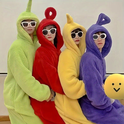 1pc Antenna Youngsters Bathrobe, Easter Cartoon Cosplay Mini Robe, Super Soft Flannel Adult Pajamas, Cute Cartoon Antenna Youngsters Couple Bathrobe Towel Bathroom Supplies, Wash Cloths