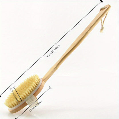Soft Bath Back Massage Brushes Long Wooden Handle Bristle Brush Wet Dry Skin Body Exfoliating Scrubbers Bathroom Shower Tools