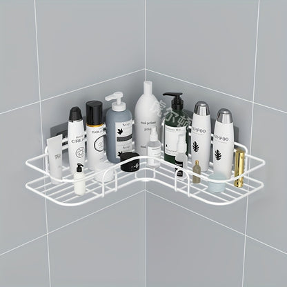 1pc Corner Shower Caddy Rack, No-Drill Wall Mounted Bathroom Shampoo Holder, Space-Saving Kitchen Storage Organizer Shelf