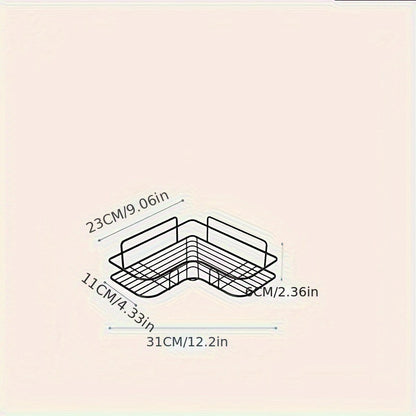 1pc Corner Shower Caddy Rack, No-Drill Wall Mounted Bathroom Shampoo Holder, Space-Saving Kitchen Storage Organizer Shelf