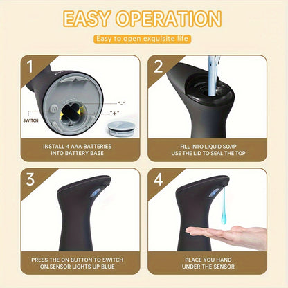 1pc HOTU Automatic Soap Dispenser, Touchless Infrared Sensor, Hands-Free Freestanding Operation, Phthalate-Free Plastic, Battery Operated (4xAAA Not Included), for Kitchen Bathroom Hotel
