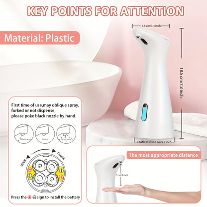1pc HOTU Automatic Soap Dispenser, Touchless Infrared Sensor, Hands-Free Freestanding Operation, Phthalate-Free Plastic, Battery Operated (4xAAA Not Included), for Kitchen Bathroom Hotel