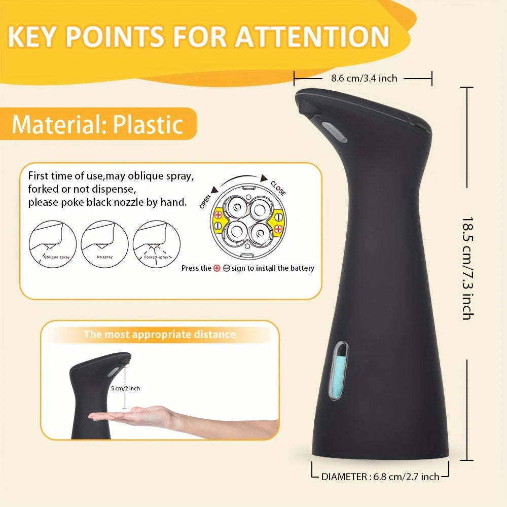 1pc HOTU Automatic Soap Dispenser, Touchless Infrared Sensor, Hands-Free Freestanding Operation, Phthalate-Free Plastic, Battery Operated (4xAAA Not Included), for Kitchen Bathroom Hotel