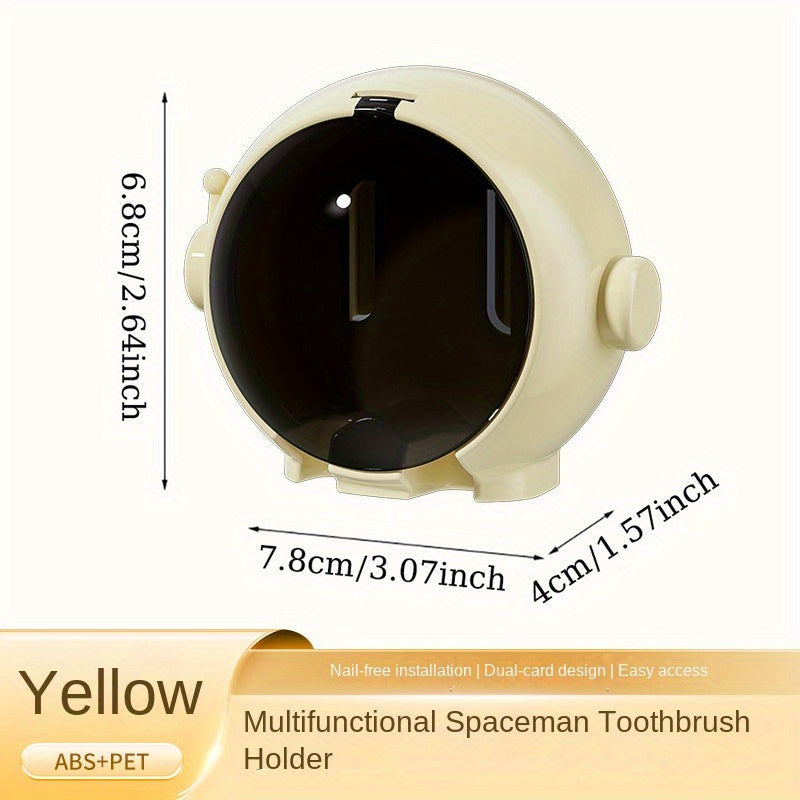 Wall-Mounted Toothbrush Holder with Dust Cover - No Drill, Upside Down Design for Electric & Manual Brushes, Space-Saving Bathroom Organizer