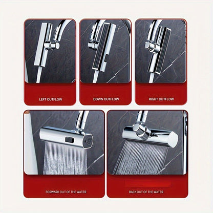 1pc Universal 3-Way Water Outlet Faucet Adapter, ABS Material, Easy Installation, No Electricity Needed, Bathroom Sink Accessory, Multi-Functional Dispenser