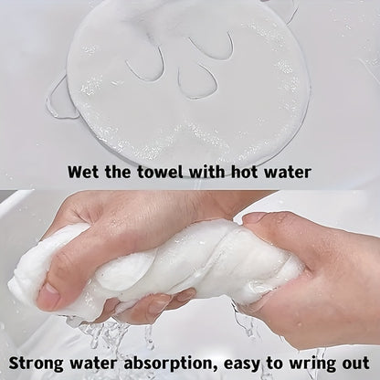 100% Cotton Round Facial Hot Compress Washcloth Mask, Super Absorbent Knit Fabric Towel with Space Theme, Contemporary Style for Beauty Skin Management, Spa and Home Bathroom Use - 34gsm