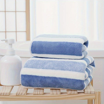 Striped Quick-Dry Towel Set, Absorbent, Durable, Reusable Polyester, for Bathroom, Beach, Spa - Luxury Interior & Exterior Decor Towels
