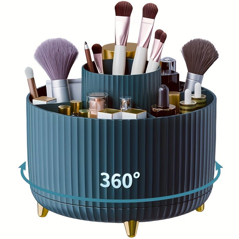 Rotating Makeup Organizer, 360 Degree Rotation, Minimalist Design, High-Gloss ABS Plastic, Perfect For Bedroom, Vanity, Bathroom Storage