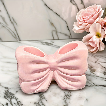 Home Design Cute Girl Heart Bow Toothbrush Holder Bathroom Washstand Toothpaste Ceramic Storage Rack, Shower Caddies