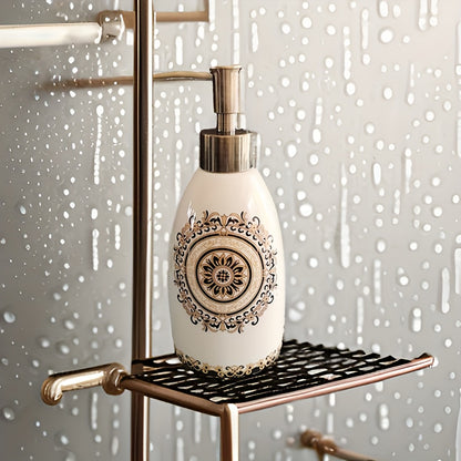 1pc Elegant Ceramic Soap Dispenser with Decorative Designs - Refillable Countertop Lotion & Dish Soap Pump, PVC-Free, Ideal for Kitchen and Bathroom Decor, Christmas/Halloween Gift Decoration