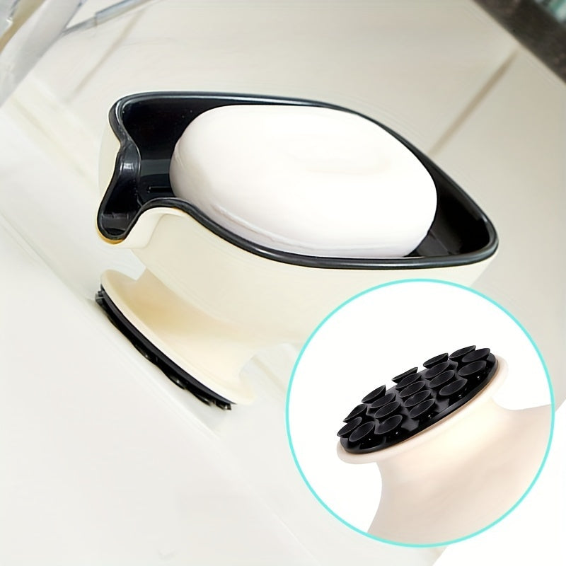 Elegant Oval Soap Dish - Durable Plastic, Self-Draining Design for Bathroom Use