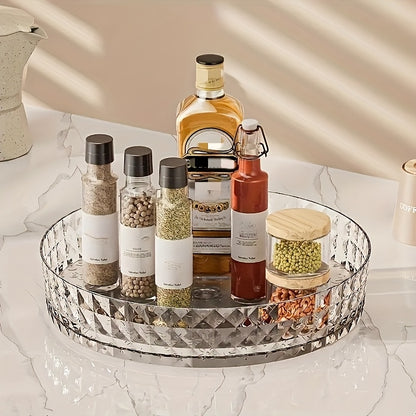 Plateau tournant à 360° - Organisateur de rangement multifonctionnel en plastique pour salle de bain, cuisine et coiffeuse