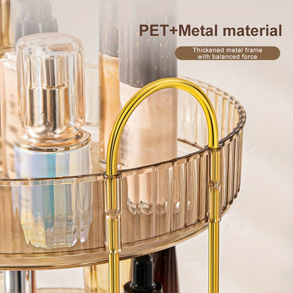 Luxury 3-Tier Rotating Vanity Organizer Rack, Freestanding Plastic Bathroom Shelf for Cosmetics, Perfumes, Skincare - Versatile Storage for Bathroom, Kitchen Countertop