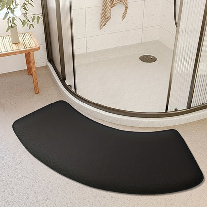 Non-Slip Bath Mat, Thickened Polyester Shower Door Rug, Half-Circle Entryway Foot Mat, Hand-Washable, Low Pile, Machine-Made, 660g/㎡, 1.2cm Thick, Kitchen & Bathroom Decor
